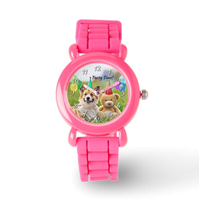 Montre Funny Corgi Chien Teddy Anniversaire (Recto)