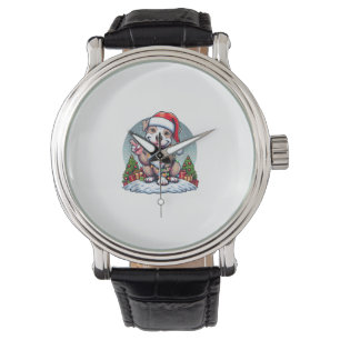 Montre Funny Paix Mains Pitbulles lumières de Noël Femmes