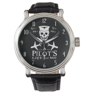 Montre Funny Pilote Skull Cross Airplanes Pirate Humour