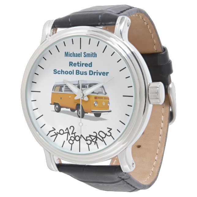 Montre Funny Retraité Conducteur de bus scolaire Jumble N (Incliné)