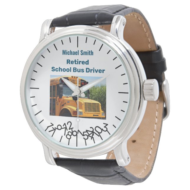 Montre Funny Retraité Conducteur de bus scolaire Jumble N (Incliné)