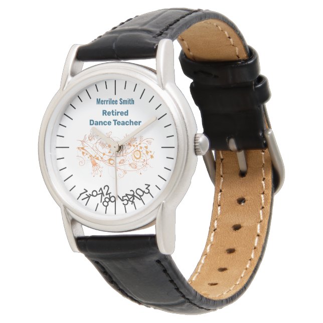 Montre Funny Retraité Danse Nom de l'enseignant Numéros d (Incliné)