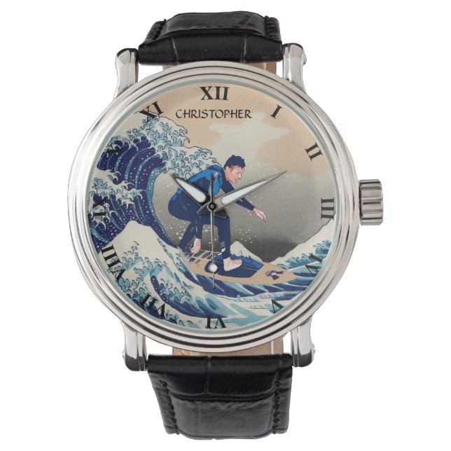 Montre Funny Surfer Surf Sur La Grande Vague Hokusai (devant)