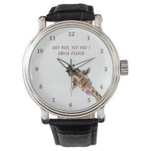 Montre Funny Watch Gift avec Giraffe Joueuse - Smile