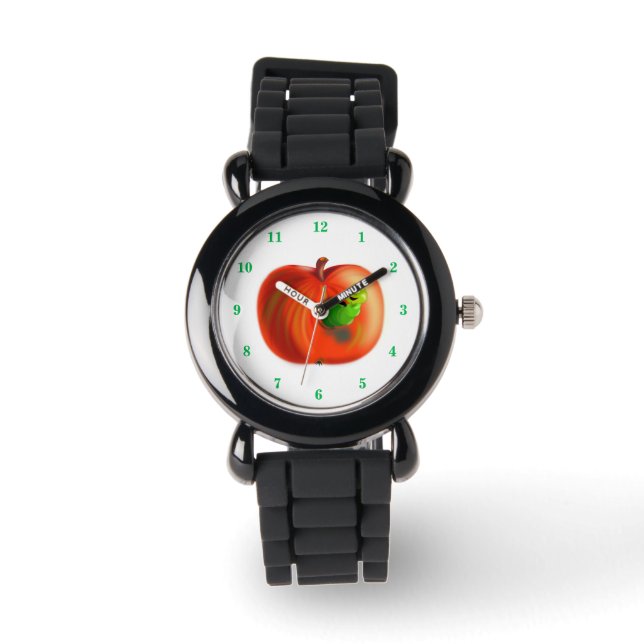Montre Funny Watch Happy Worm En Pomme Rouge (Recto)