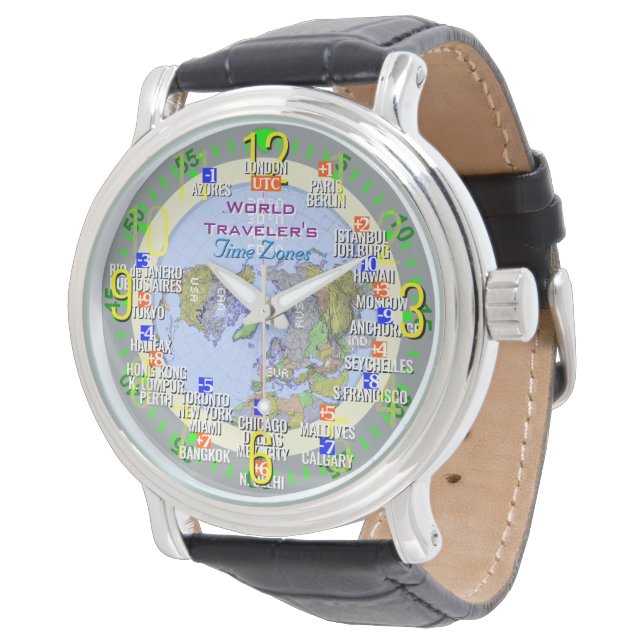 Montre Fuseaux horaires du voyageur du monde (Incliné)