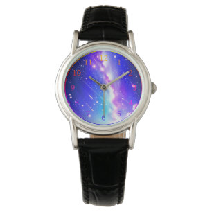 Montre Galaxie bleue céleste et rose