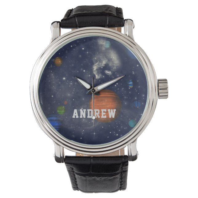 Montre Galaxies avec étoiles et planètes dans l'espace (devant)