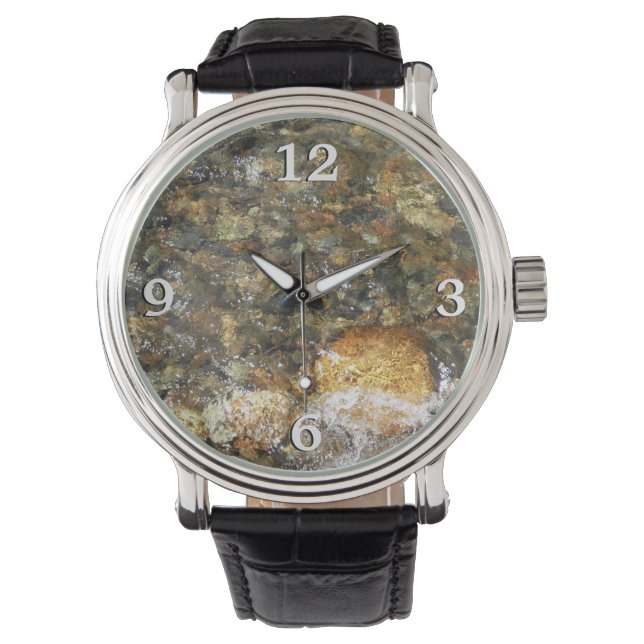 Montre Galets Brown et gris naturel Abstrait (devant)