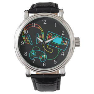 Montre Gamer Retro Neon Noir