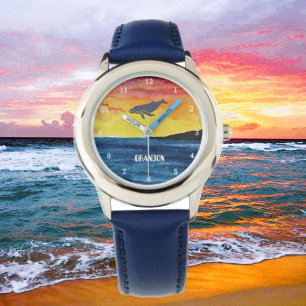 Montre Garçons Baleine Océan Poisson Cute Moderne Bleu En