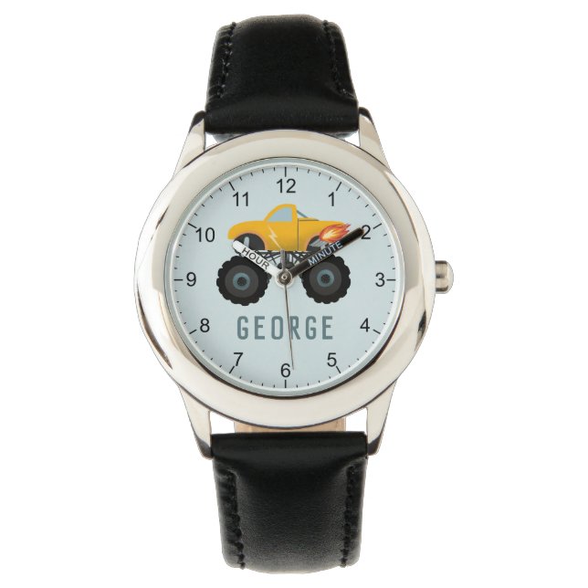 Montre Garçons Blue Monster Hot Flames Camion Enfants (devant)