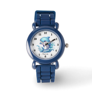 Montre garçons cool amoureux dauphins ajouter le nom