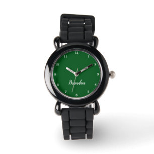 Montre Garçons Cool moderne noir élégant Nom personnalisé
