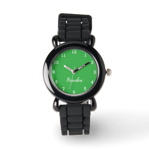 Montre Garçons Cool Moderne Vert élégant Nom personnalisé