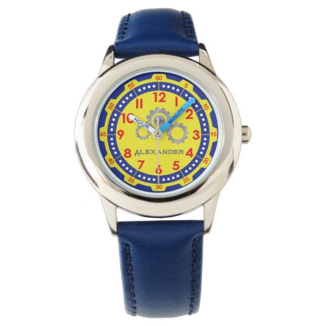 Montre Garçons Jaune moderne Porte Jaune Personnalisé Enf (devant)