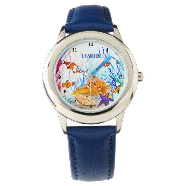Montre Garçons Ocean Fish Cute Modern Blue Kids (devant)