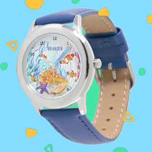 Montre Garçons Ocean Fish Cute Modern Blue Kids Watch