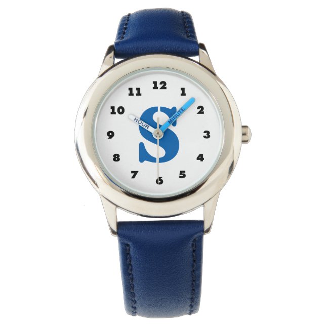 Montre Garçons regardent | lettre personnalisée S monogra (devant)