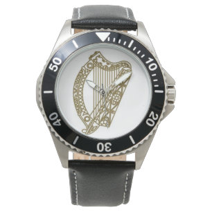Montre Garde imperméable à la harpe d'or d'Irlande