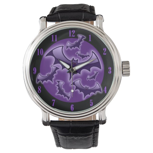 Montre Garde-poignet de chauves-souris de nuit violet (devant)