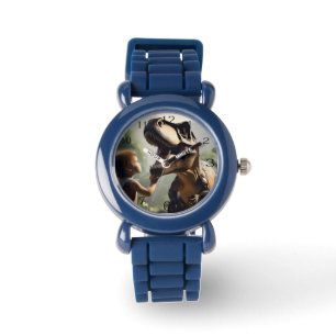 Montre Géant doux : Le T-Rex amical qui aime un chat