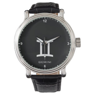 Montre Gemini Zodiac Sign Nom personnalisé Texte Simple M