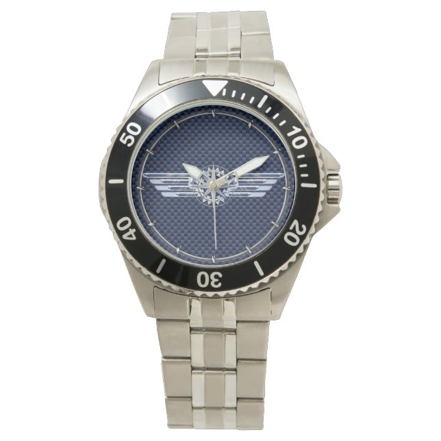 Montre Général Air Pilote Chrome Comme Ailes Compass (devant)