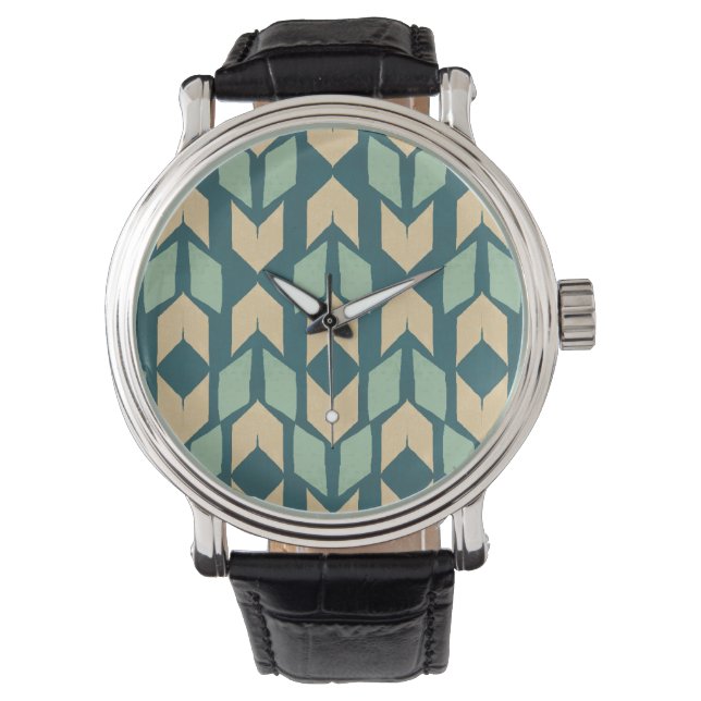 Montre Geo Step extérieur | Motif de flèche Turquoise géo (devant)