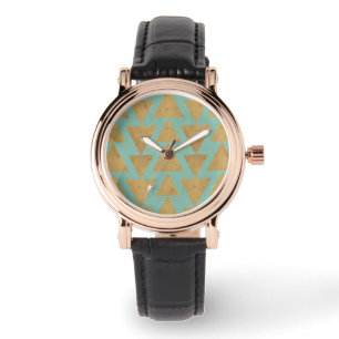 Montre Geo Step extérieur   Motif Gold et Turquoise