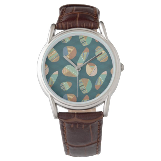 Montre Geo XII extérieur | Motif géométrique bleu et vert (devant)