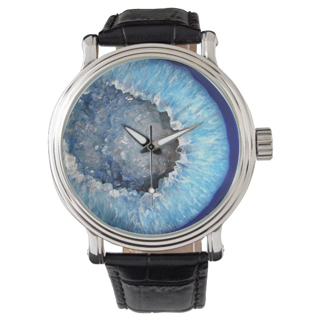 Montre Géode cristal bleu tombé (devant)