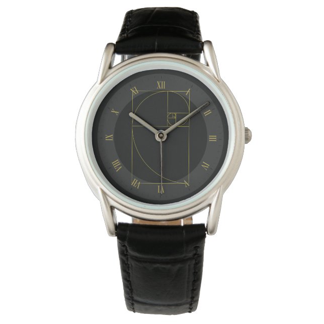 Montre Géométrie sacrée spirale dorée (devant)
