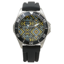 Géométrique Masculin Bleu Or Noir
