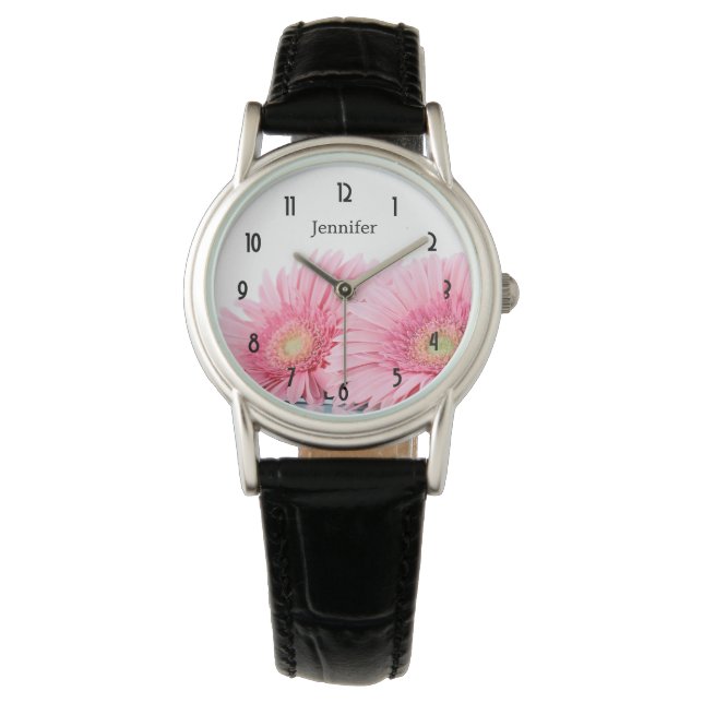 Montre Gerbera Rose Daisies Élégante Photographie (devant)