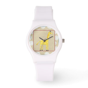 Montre Girafe jaune avec Pois blancs