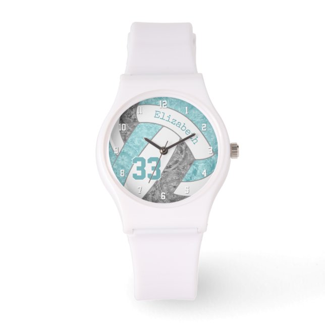 Montre girly aqua gris coutume sport volley-ball (Recto)