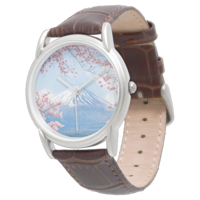 Montre Glace et neige | Cherry Blossoms Mt. Fuji Japon (Incliné)