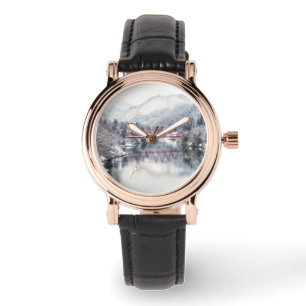 Montre Glace et neige   Pont rouge en hiver, Japon