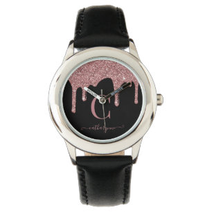Montre Glam Black Rose Gold Parties scintillant Drives Mo
