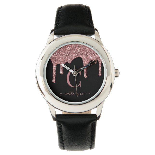 Montre Glam Black Rose Gold Parties scintillant Drives Mo (devant)