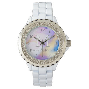 Montre Glam Lilac Gold Abstrait Peinture Élégant Monogram