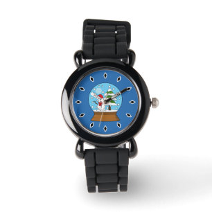 Montre Globe de neige avec Snowman et Pine Tree