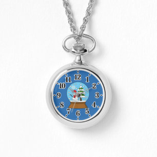 Montre Globe de neige avec Snowman et Pine Tree