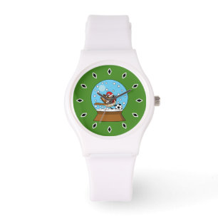 Montre Globe de neige avec un moineau mignon jouant au so