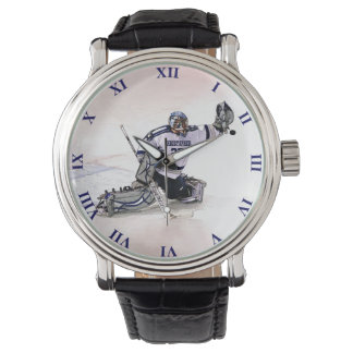 Montre Goalkeeper De Hockey Sur Glace Avec Votre Nom Dess