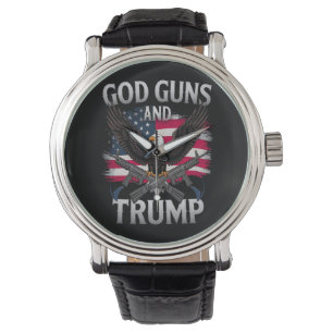 Montre God Guns Et Trump Eagle Drapeau Américain Vintage