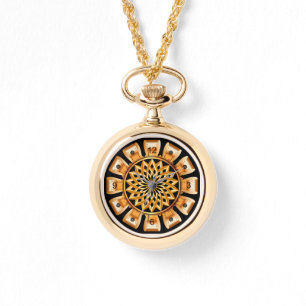 Montre Gold & Black ~ Golden Bow Circle ~ Unique ~