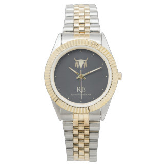 Montre Gold Buffalo Skull Black Metallic Watch