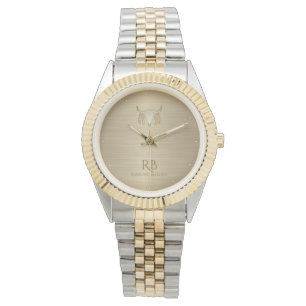 Montre Gold Buffalo Skull Luxury Metallen Watch